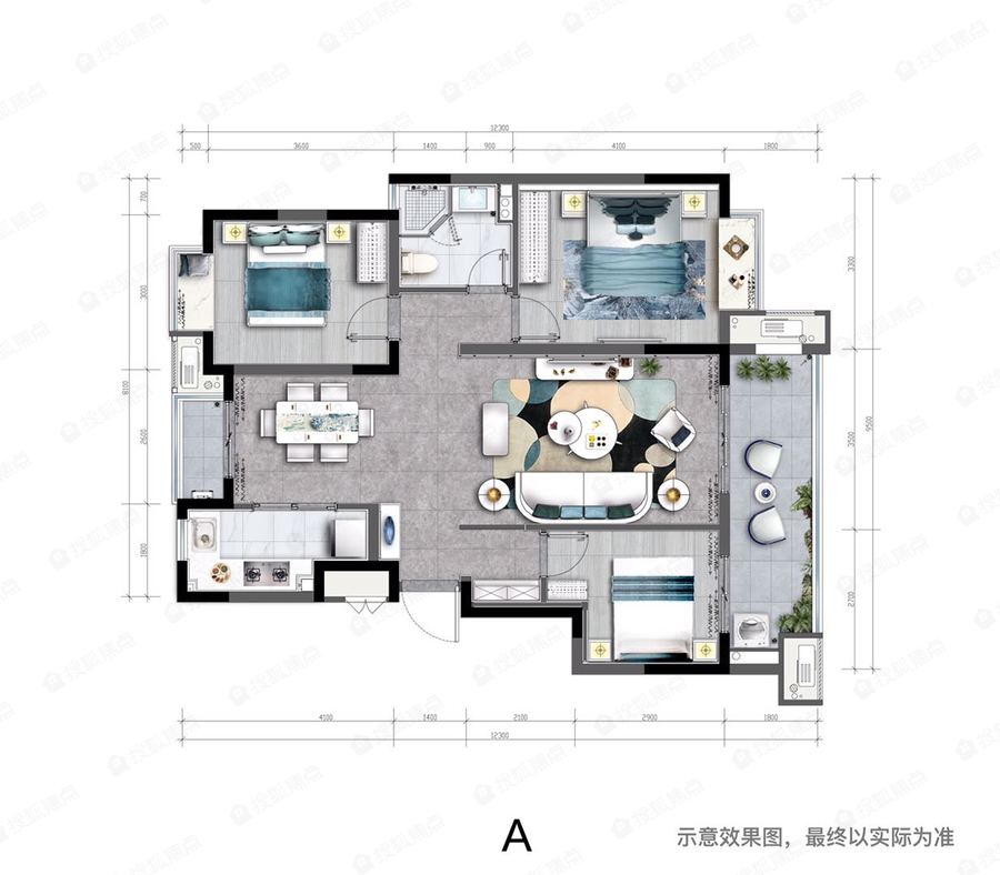 A户型建筑面积约-3室2厅2卫-106㎡ 建筑面积：0㎡